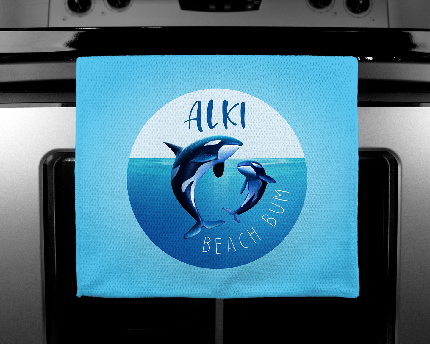 West Seattle + Alki Beach Waffle Weave Kitchen Towels