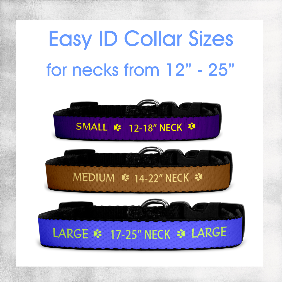 Custom Dog Collars  ~ Easy ID with Colorful Custom Collars with your Dog's Name and Info