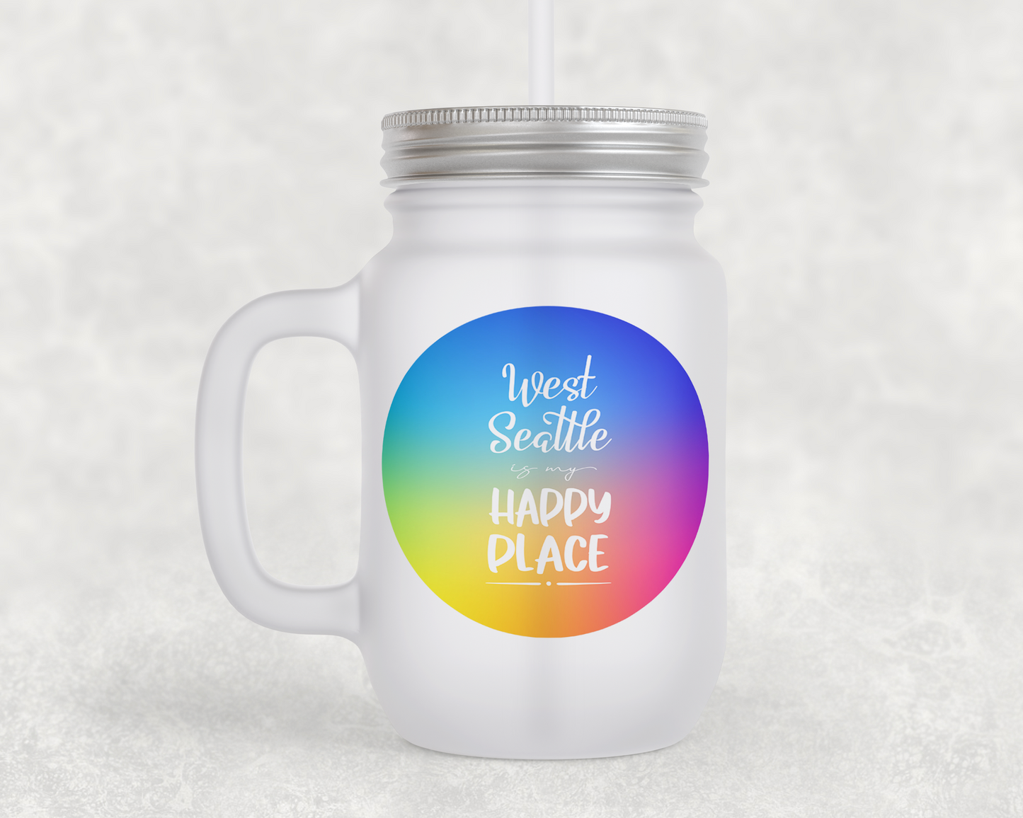 West Seattle + Alki Beach Frosted Mason Jar Mugs!