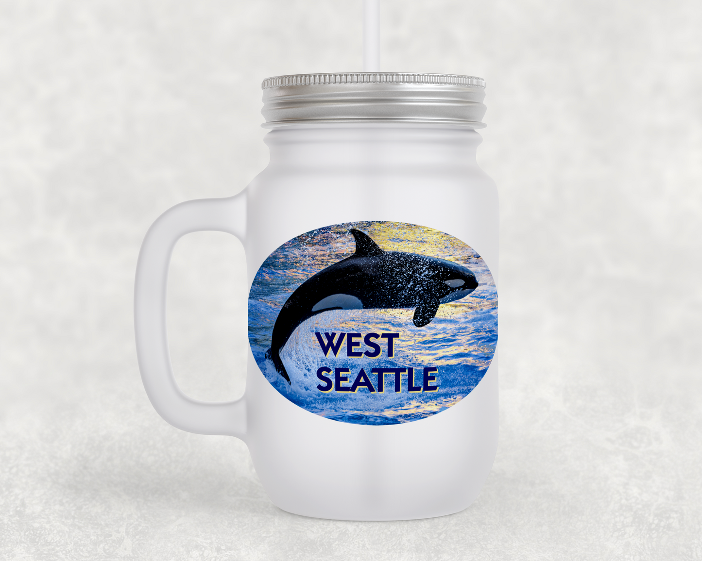 West Seattle + Alki Beach Frosted Mason Jar Mugs!
