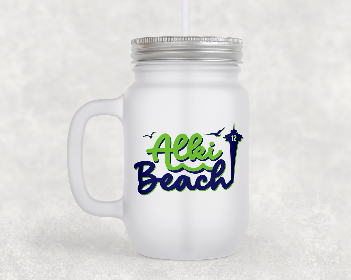 West Seattle + Alki Beach Frosted Mason Jar Mugs!