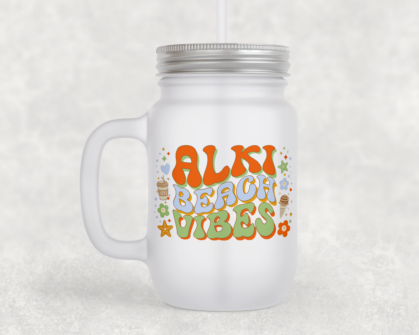 West Seattle + Alki Beach Frosted Mason Jar Mugs!