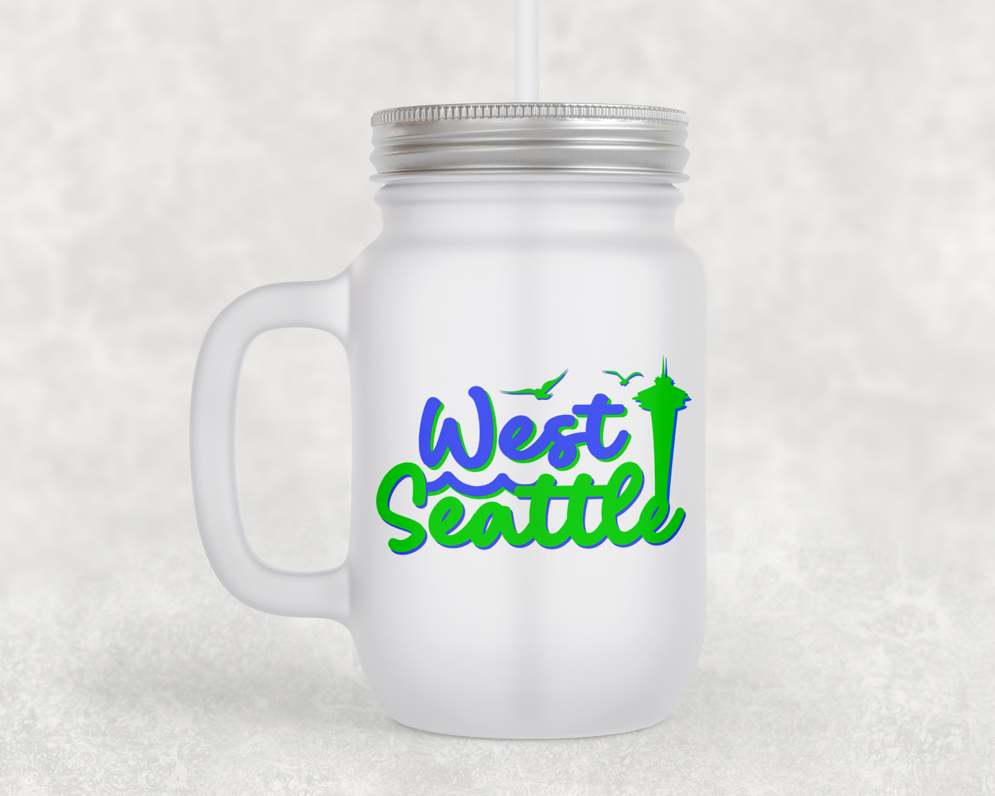West Seattle + Alki Beach Frosted Mason Jar Mugs!