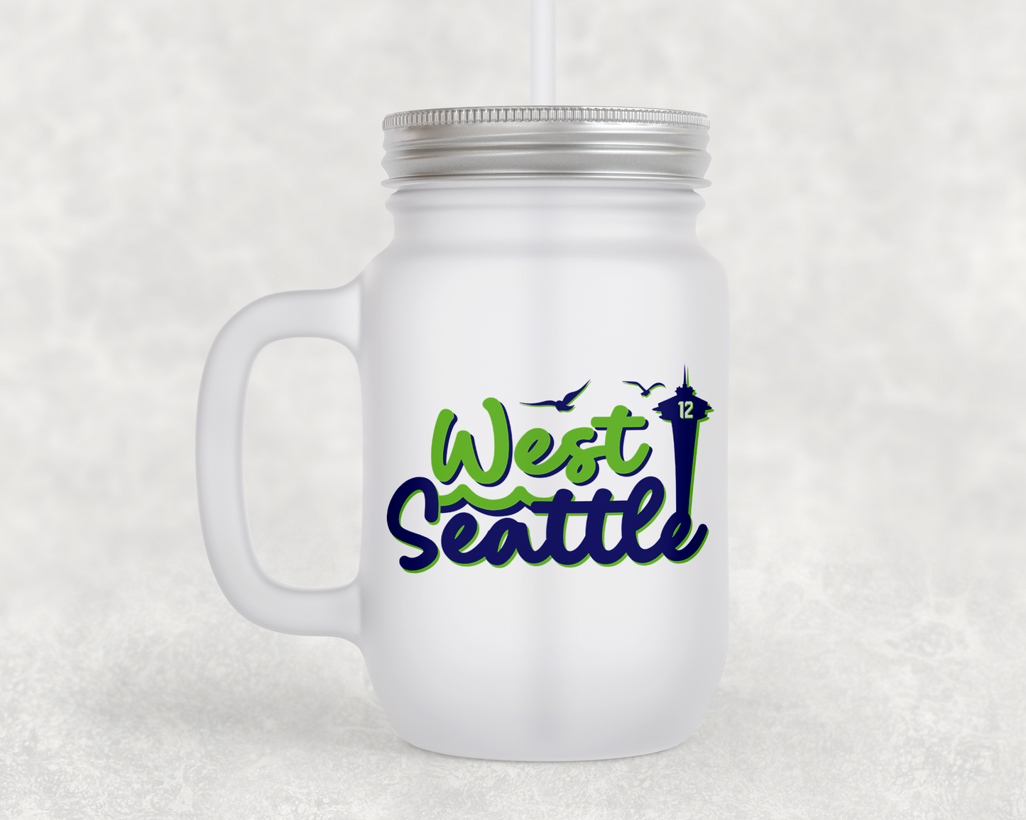 West Seattle + Alki Beach Frosted Mason Jar Mugs!
