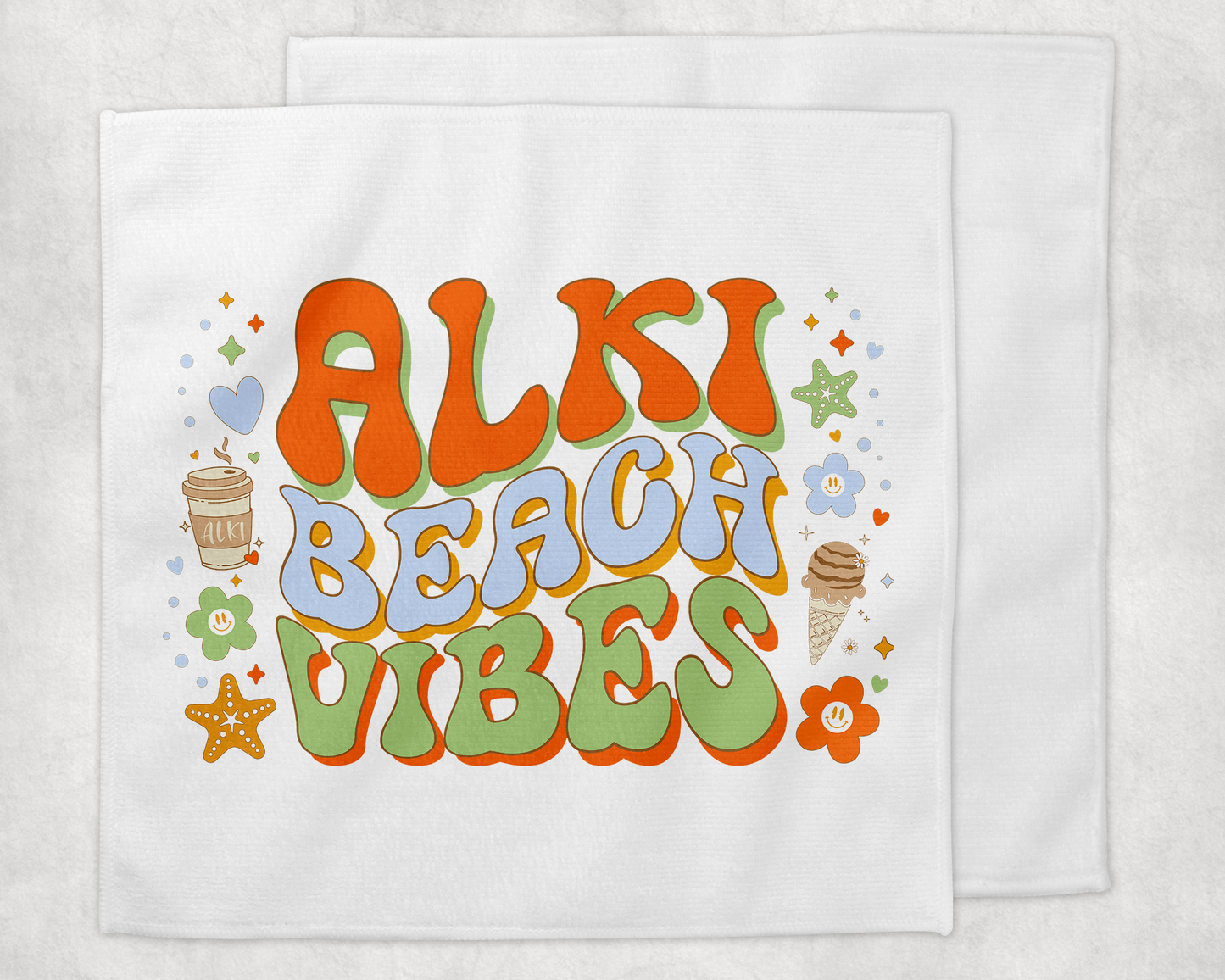 West Seattle + Alki Beach Waffle Weave  & Microfiber Dish Cloths