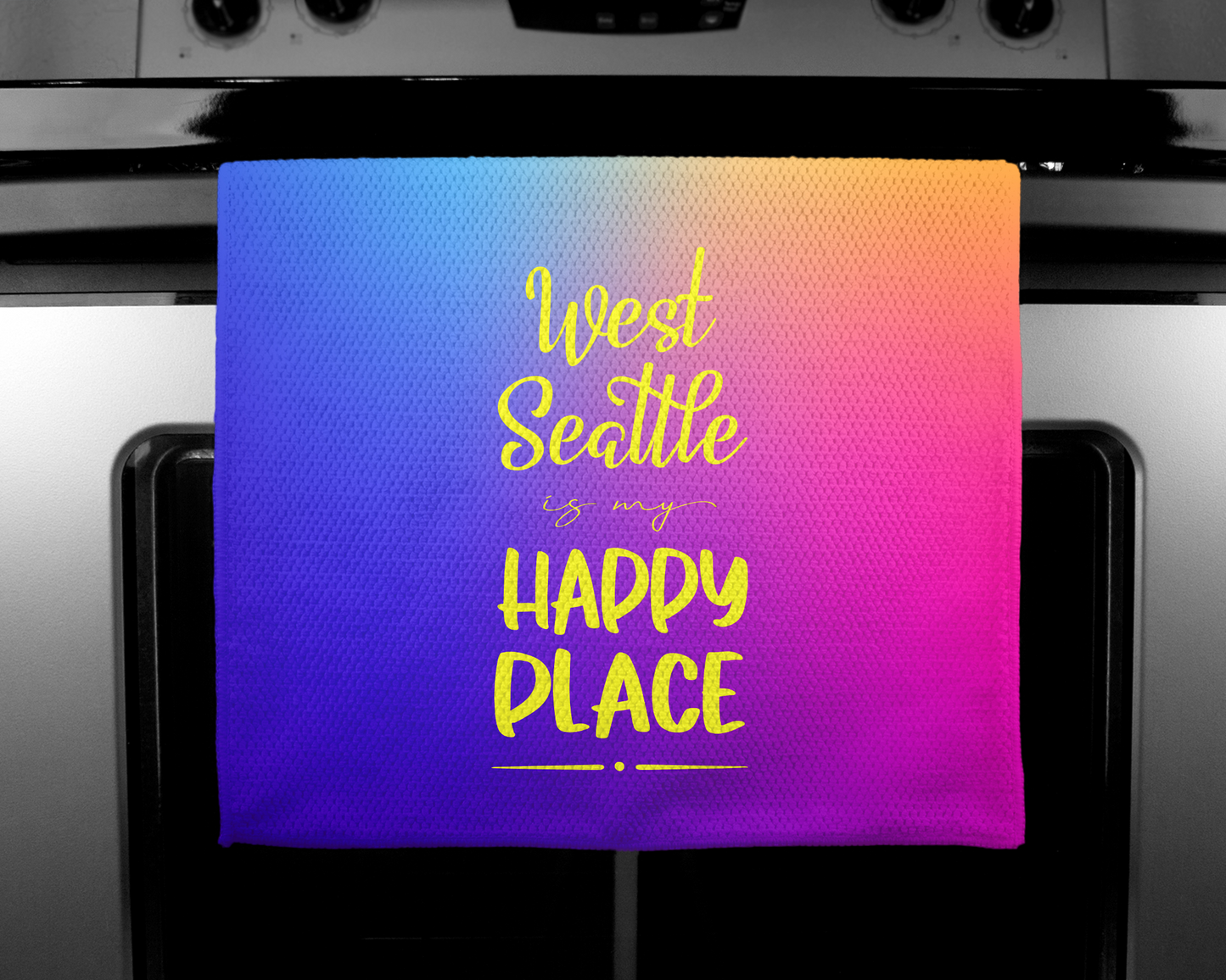 West Seattle + Alki Beach Waffle Weave Kitchen Towels