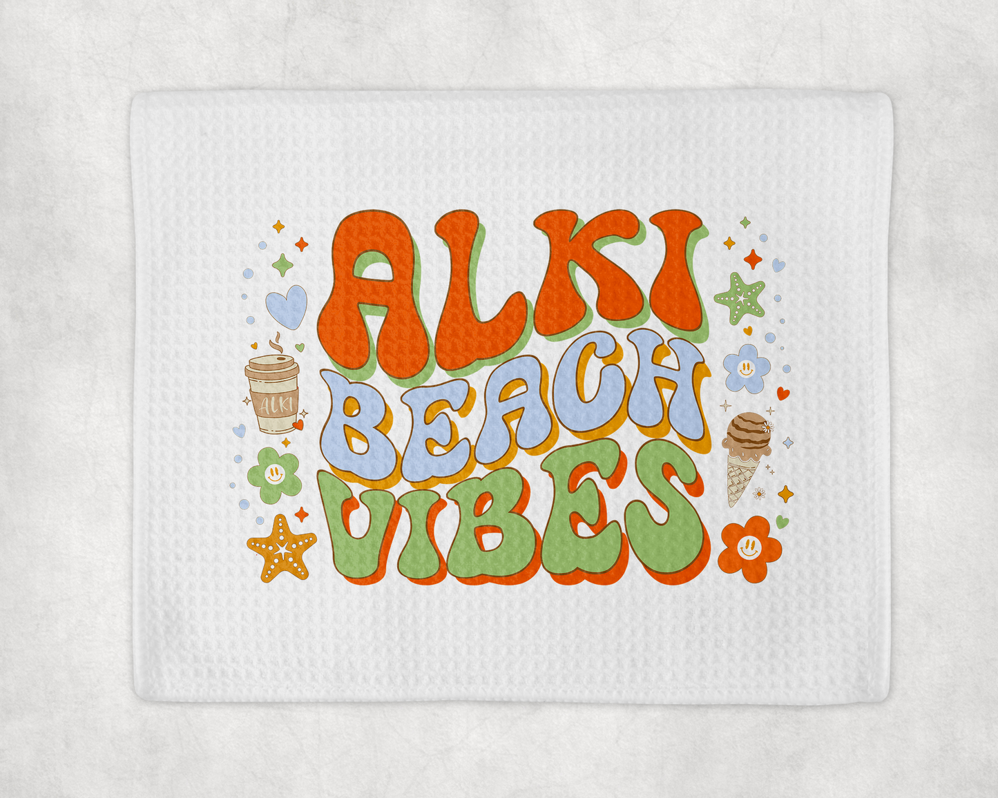 West Seattle + Alki Beach Waffle Weave  & Microfiber Dish Cloths