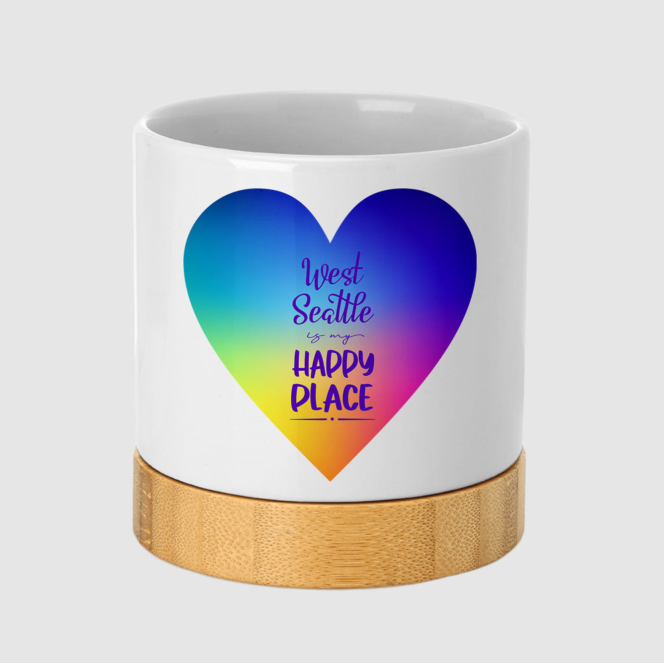 West Seattle + Alki Beach Ceramic Planters with Bamboo Base