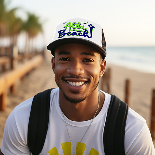 West Seattle + Alki Beach Trucker Hats ~ for Teens and Adults