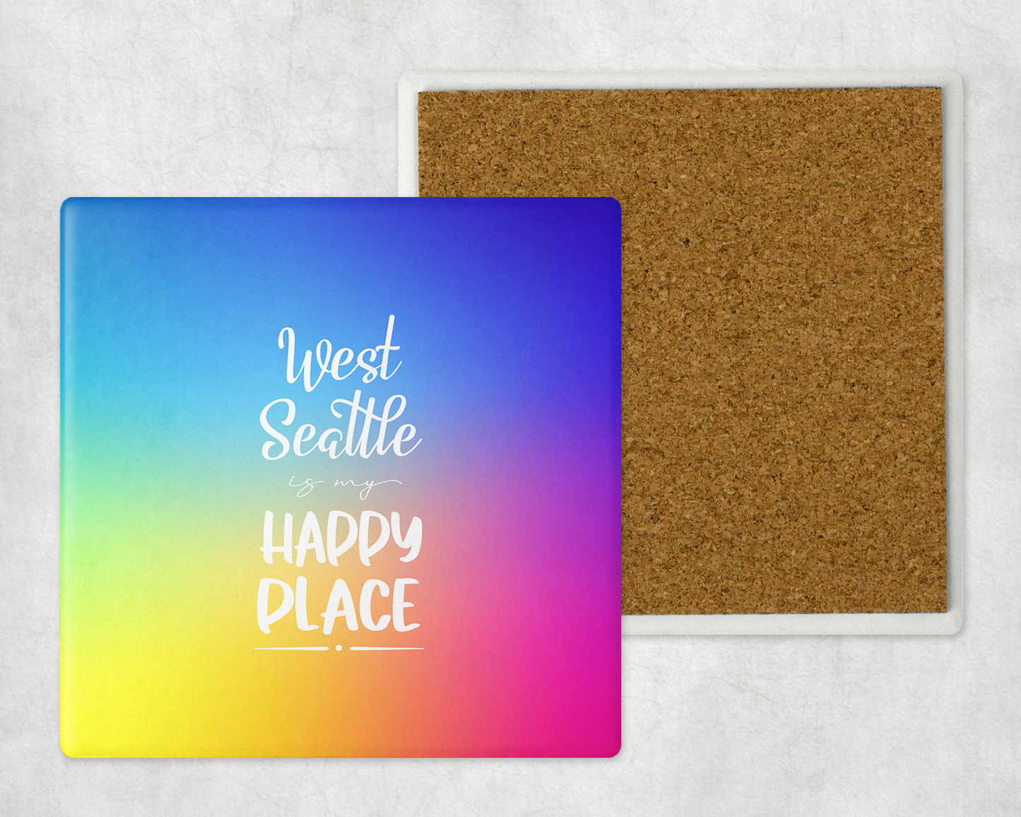 West Seattle + Alki Beach Coasters ~ Oversized Sandstone with Cork Backing