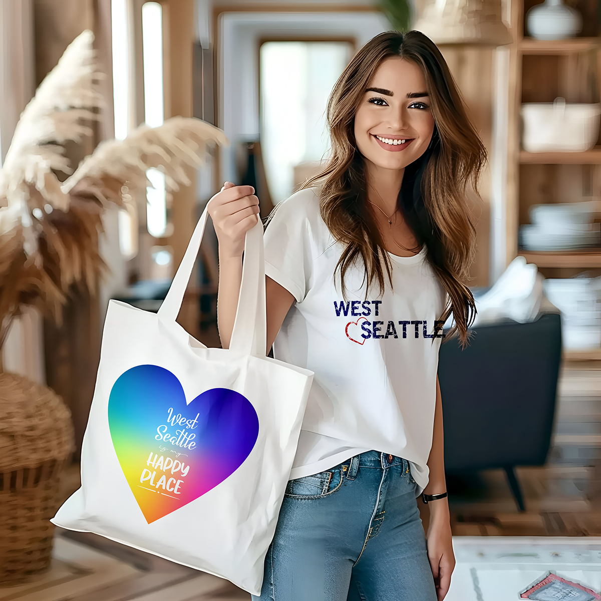 West Seattle + Alki Beach Totes ~ Canvas Shopping Tote Bags