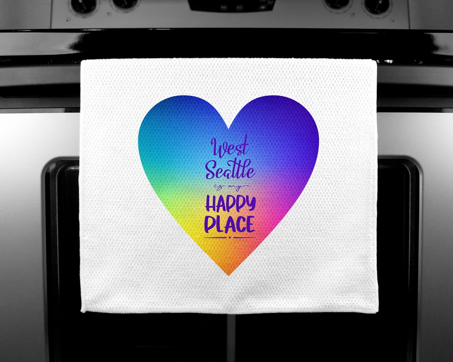 West Seattle + Alki Beach Waffle Weave Kitchen Towels