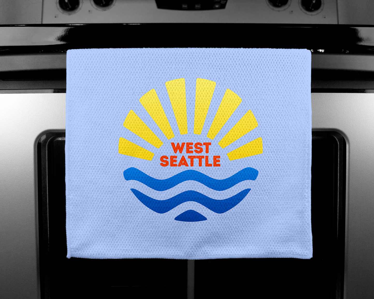 West Seattle + Alki Beach Waffle Weave Kitchen Towels