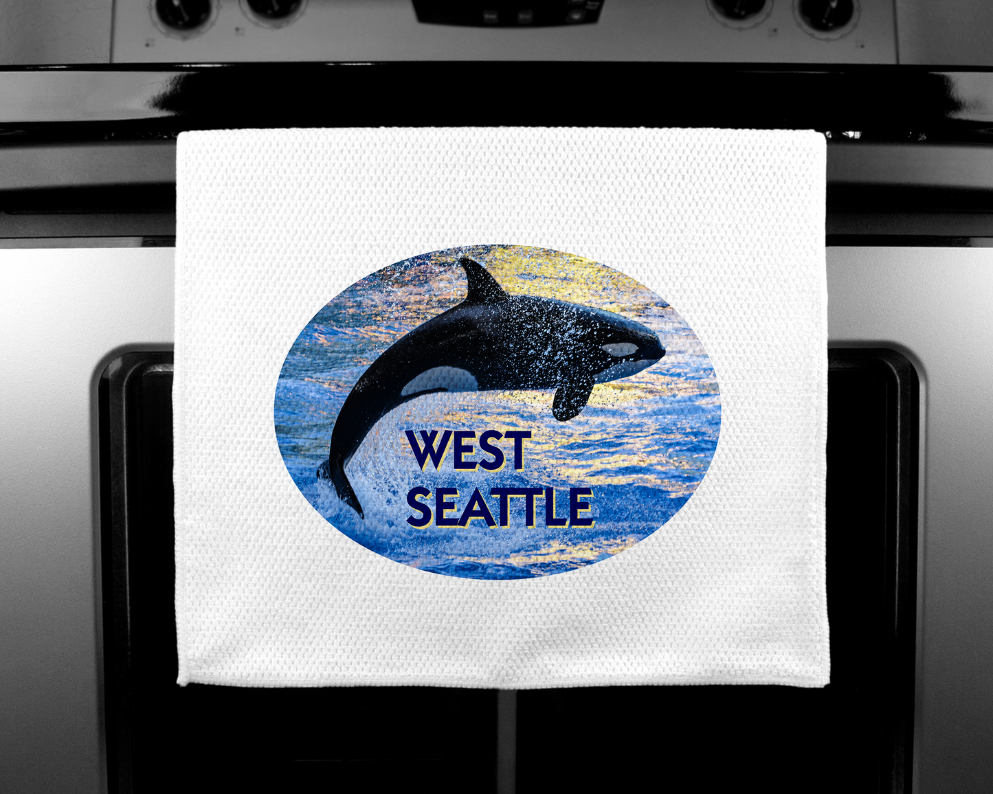West Seattle + Alki Beach Waffle Weave Kitchen Towels