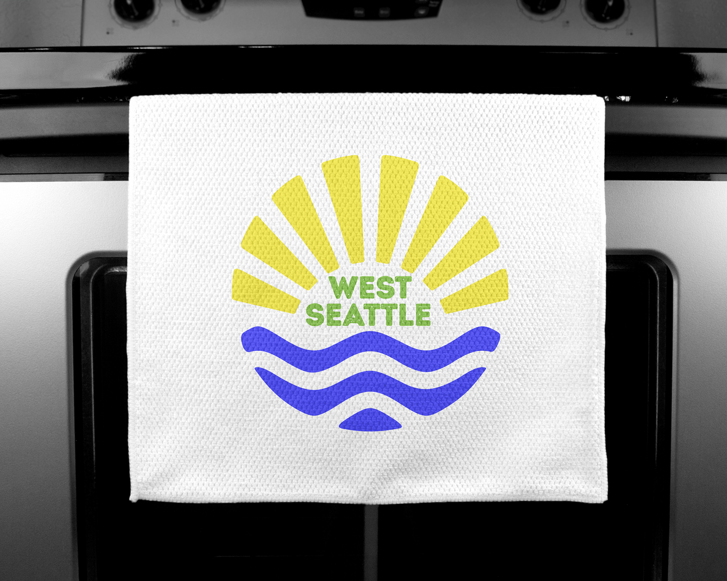West Seattle + Alki Beach Waffle Weave Kitchen Towels