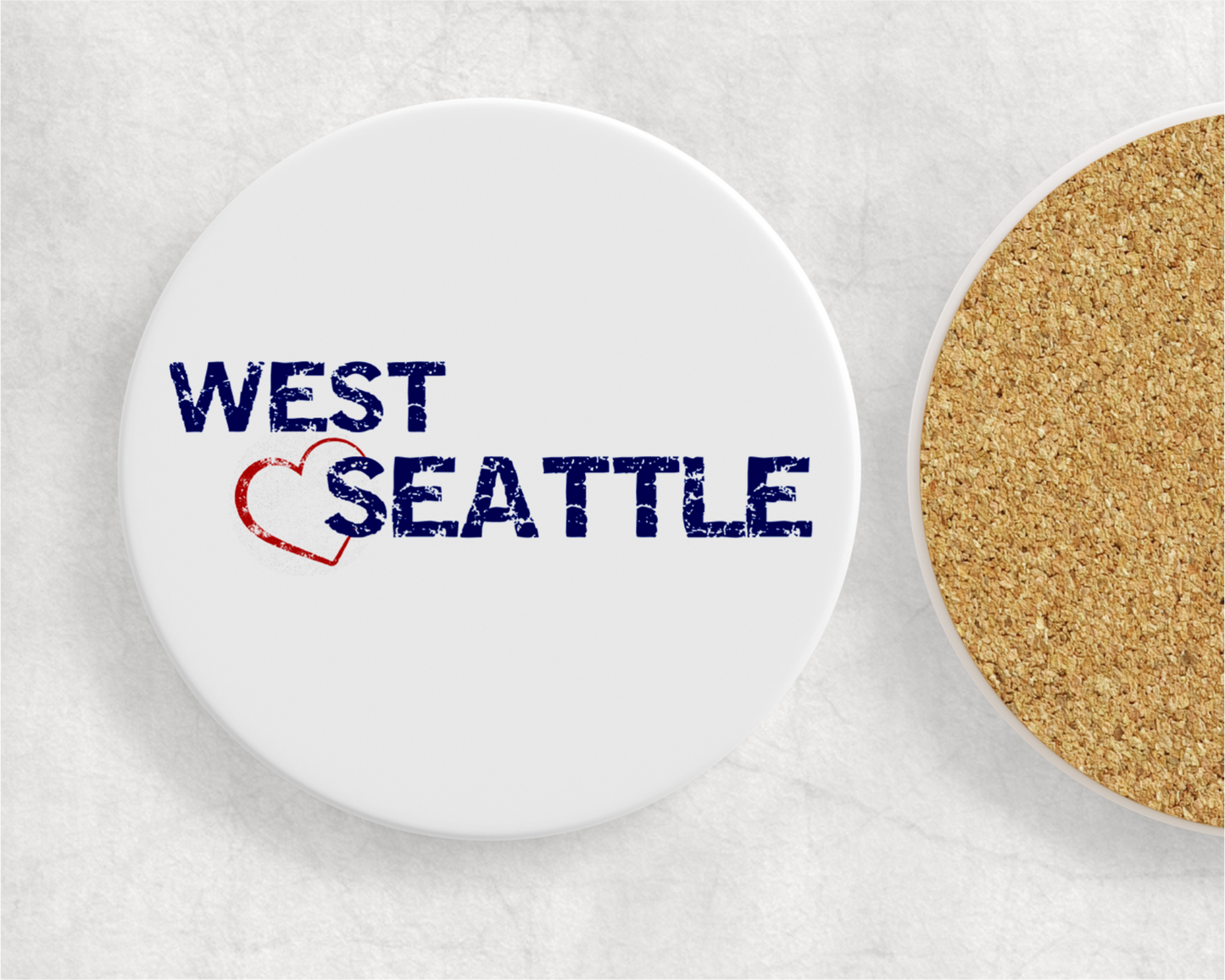 West Seattle + Alki Beach Coasters ~ Oversized Sandstone with Cork Backing