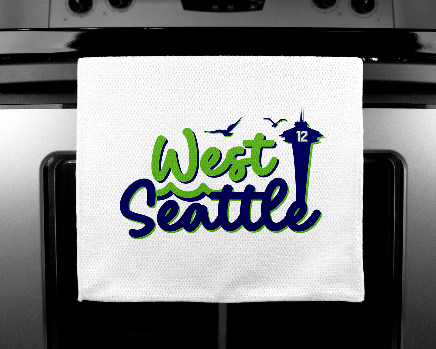 West Seattle + Alki Beach Waffle Weave Kitchen Towels