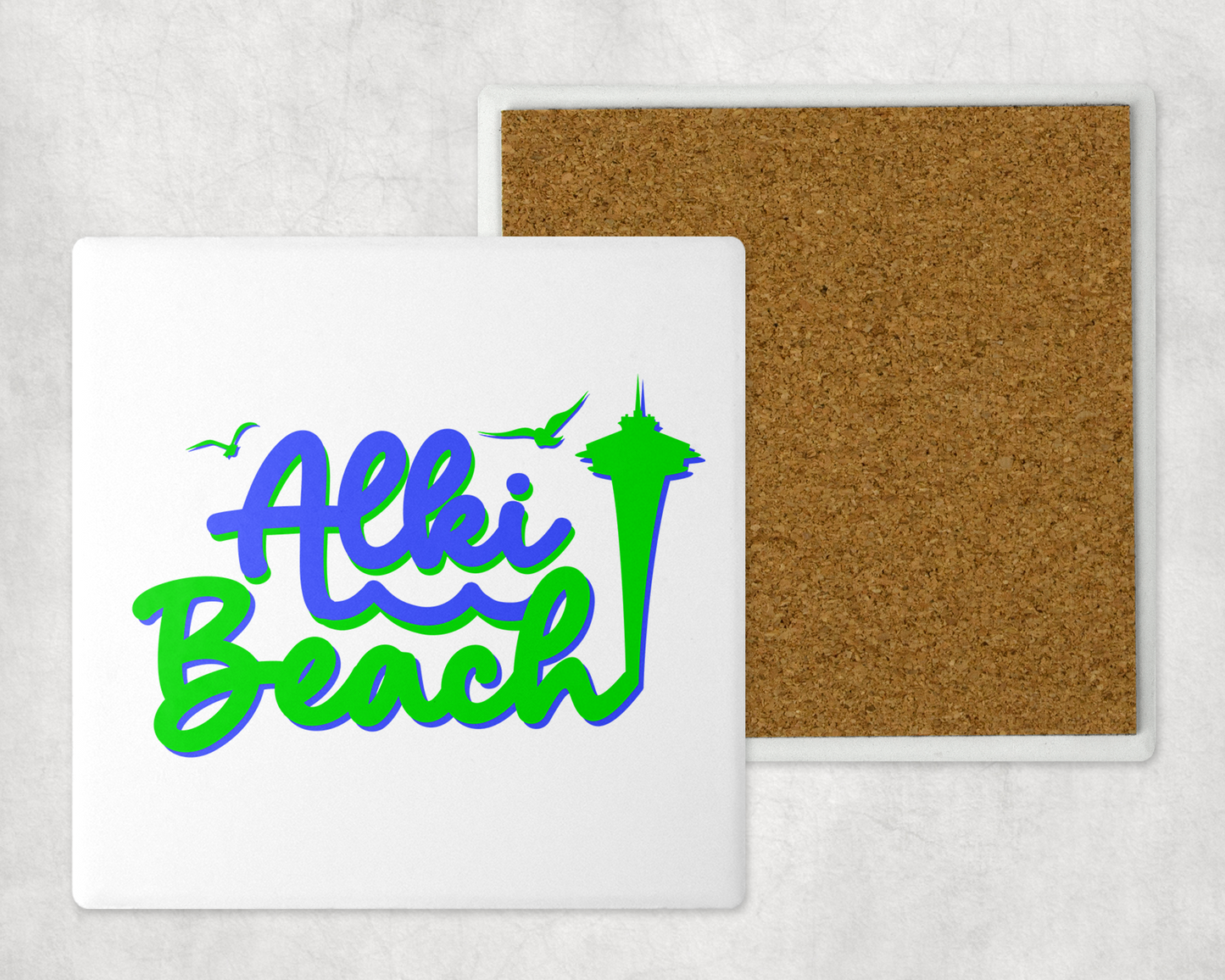 West Seattle + Alki Beach Coasters ~ Oversized Sandstone with Cork Backing