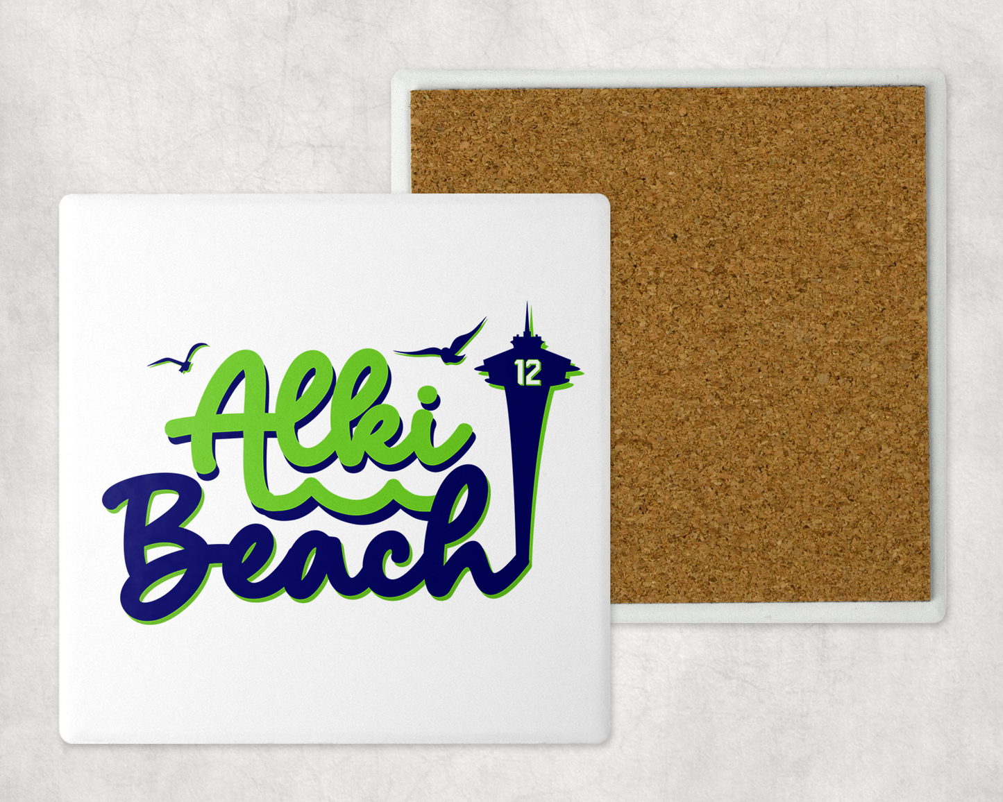 West Seattle + Alki Beach Coasters ~ Oversized Sandstone with Cork Backing
