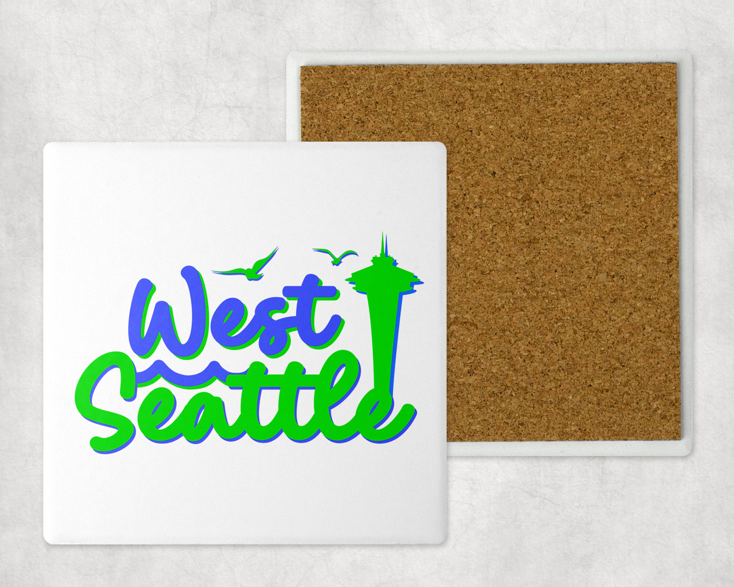West Seattle + Alki Beach Coasters ~ Oversized Sandstone with Cork Backing