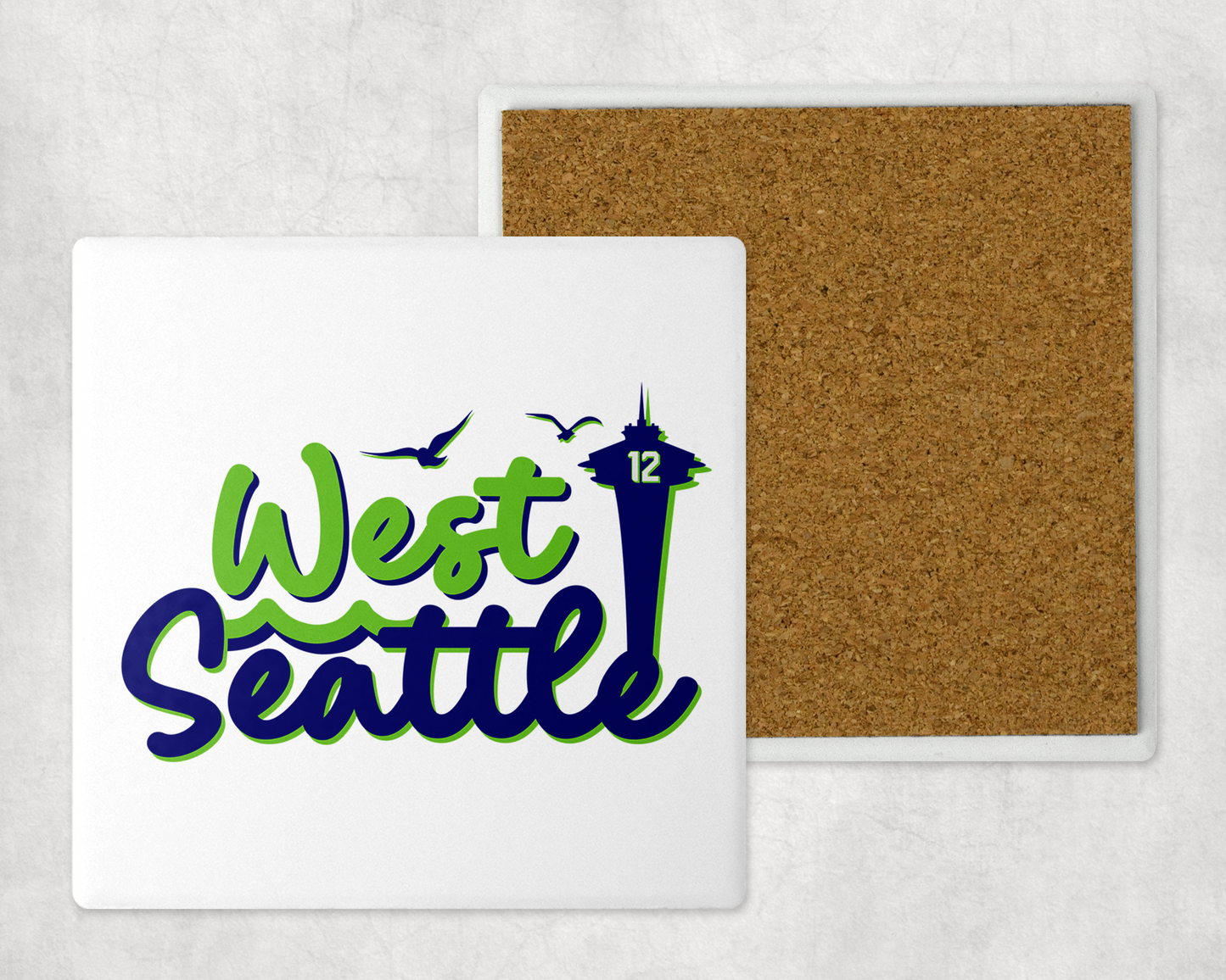 West Seattle + Alki Beach Coasters ~ Oversized Sandstone with Cork Backing