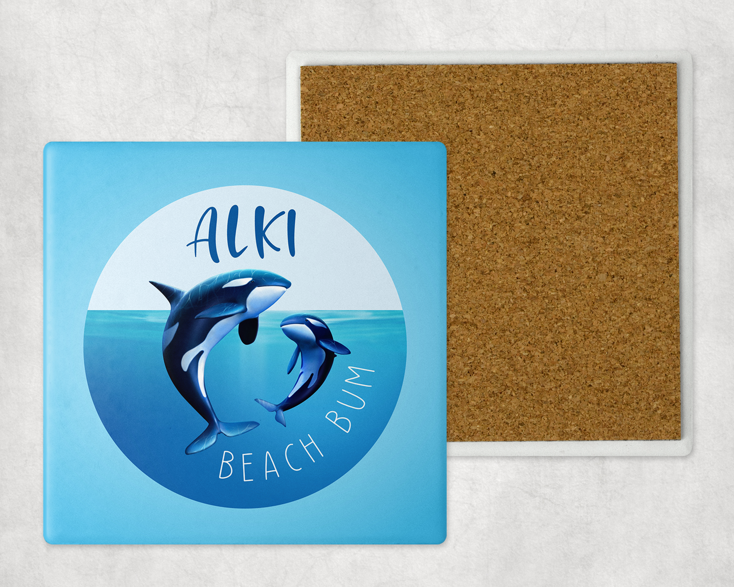 West Seattle + Alki Beach Coasters ~ Oversized Sandstone with Cork