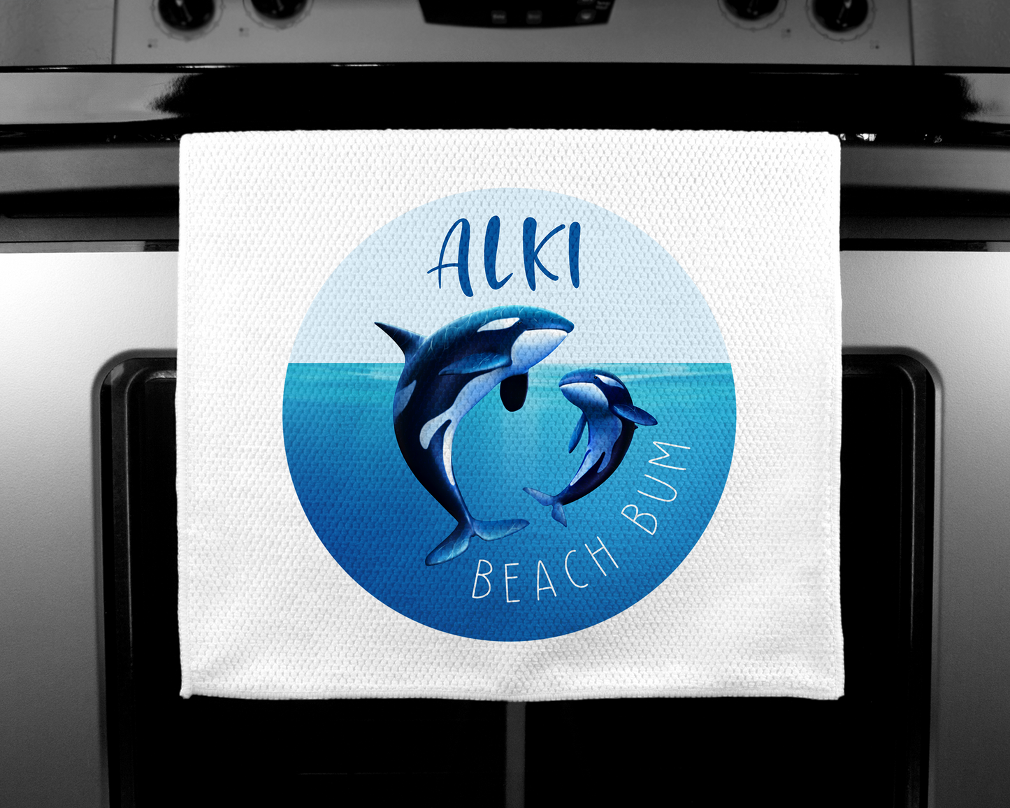 West Seattle + Alki Beach Waffle Weave Kitchen Towels
