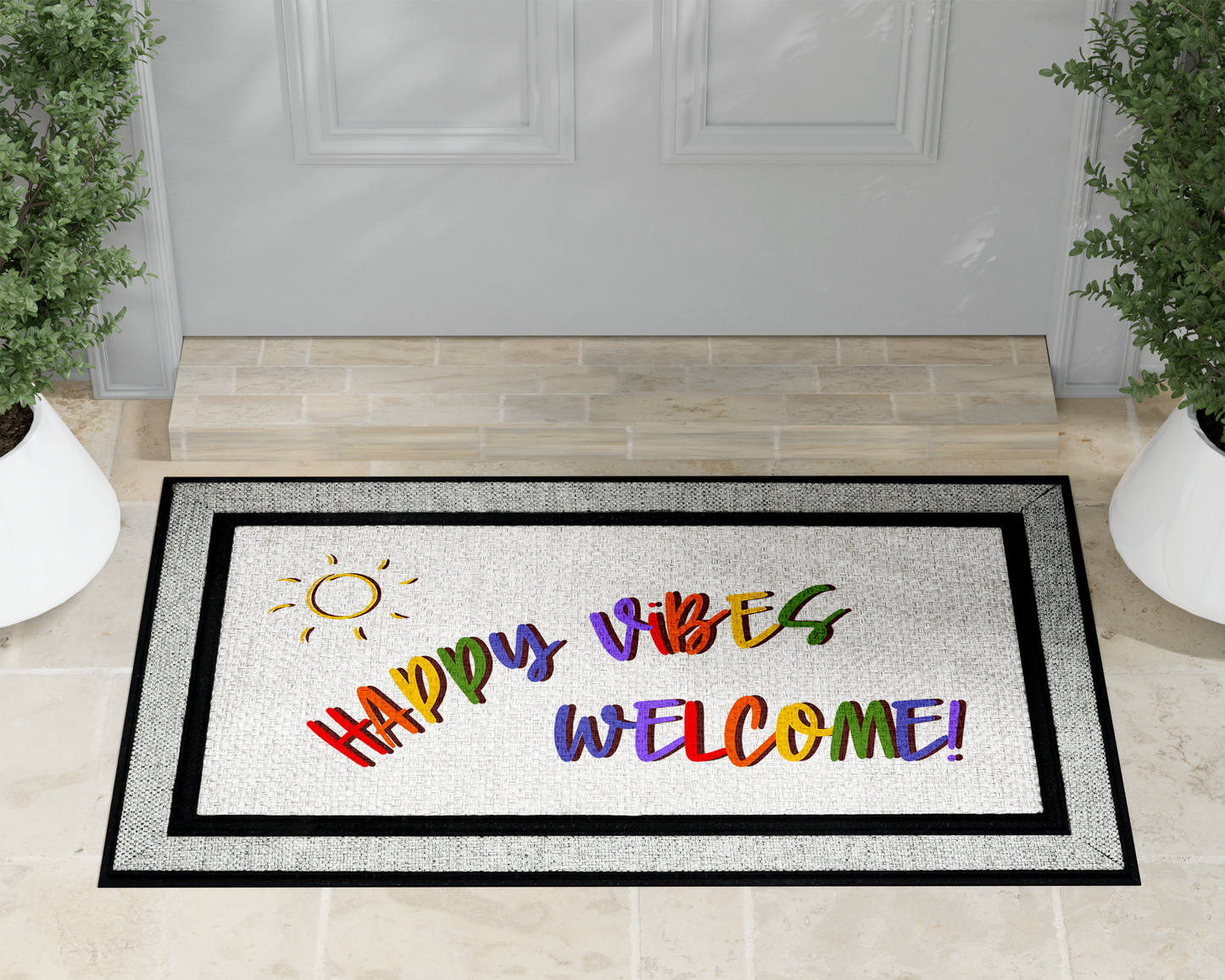 Happy Vibes + Instant Happiness Door Mats