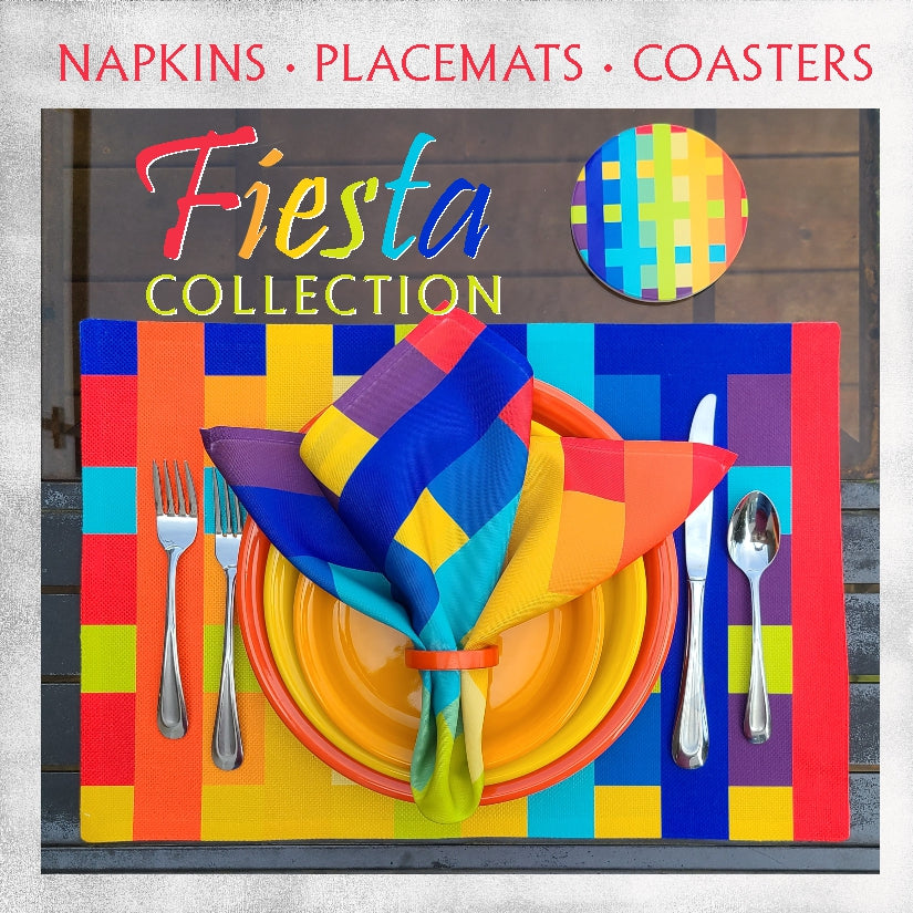 Vibrant Fiesta Napkins Placemats + Coasters