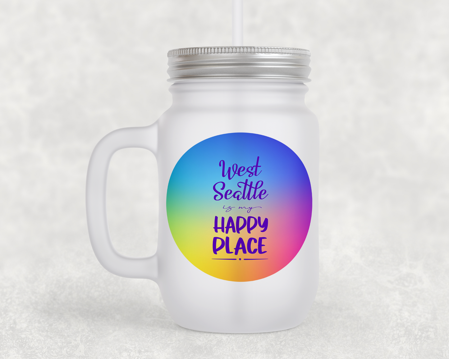 West Seattle + Alki Beach Frosted Mason Jar Mugs!