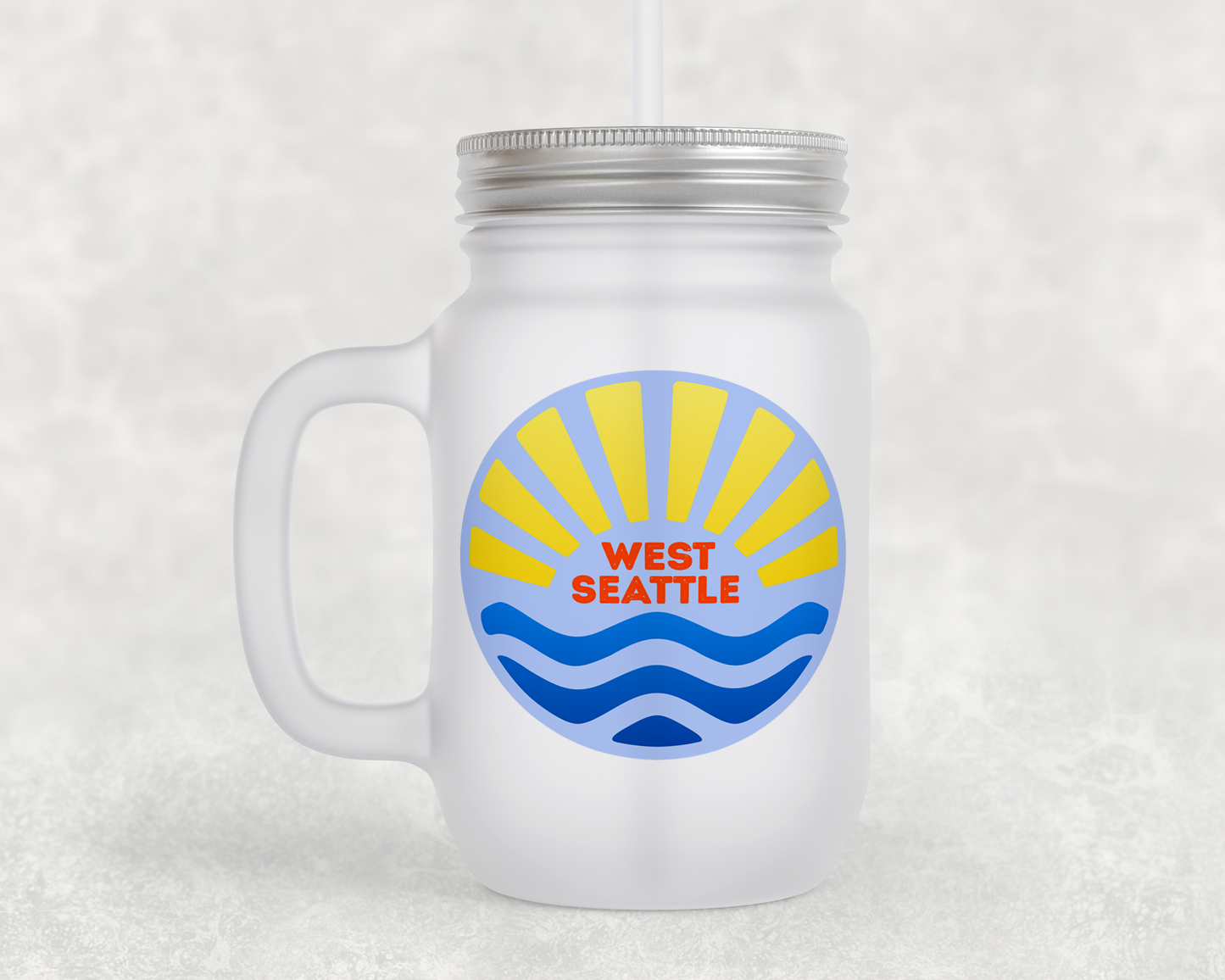 West Seattle + Alki Beach Frosted Mason Jar Mugs!