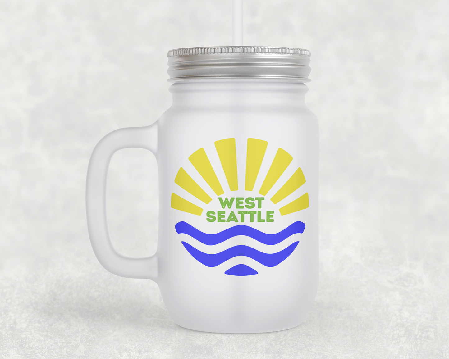 West Seattle + Alki Beach Frosted Mason Jar Mugs!