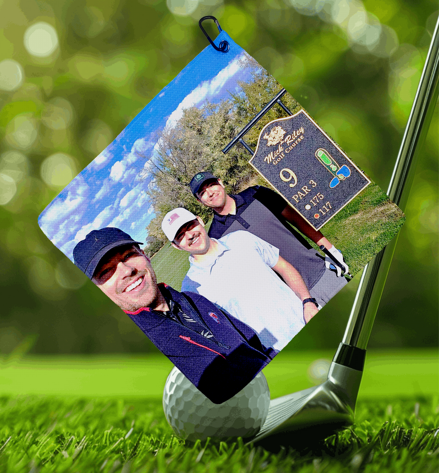 Custom Photo Golf Towels ~ Great for Your Favorite Golfer ~ 16 inch square with carabiner