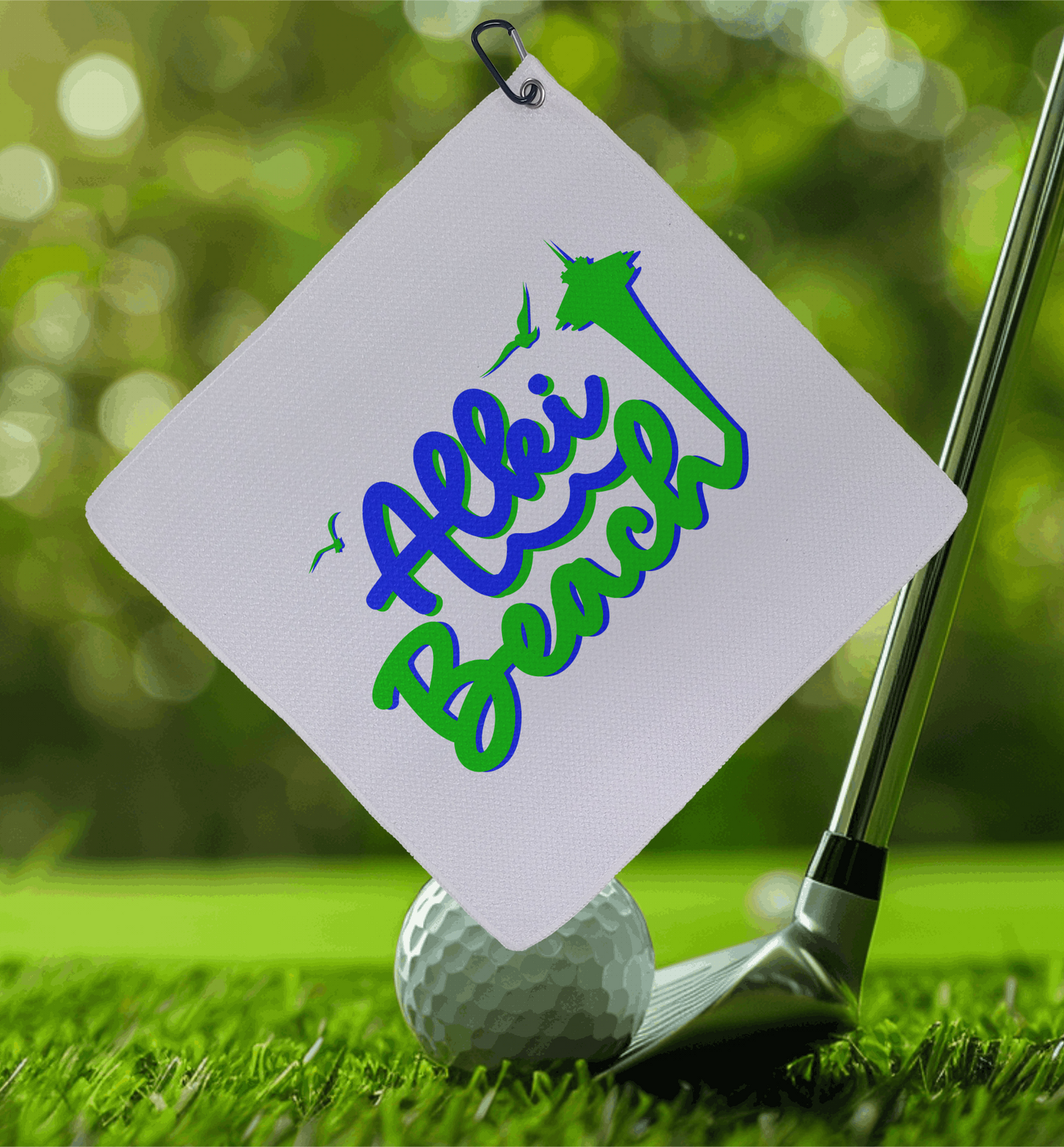 West Seattle + Alki Beach Golf Towels ~ 16 inch square with carabiner
