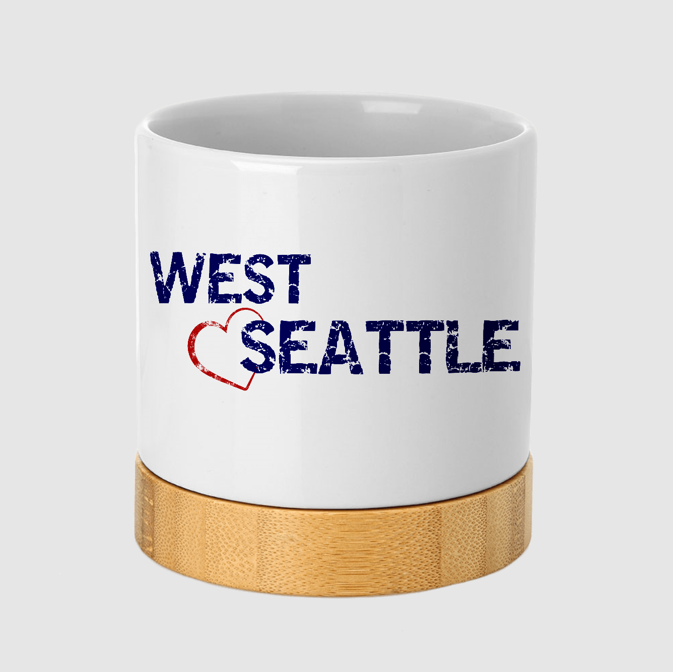 West Seattle + Alki Beach Ceramic Planters with Bamboo Base