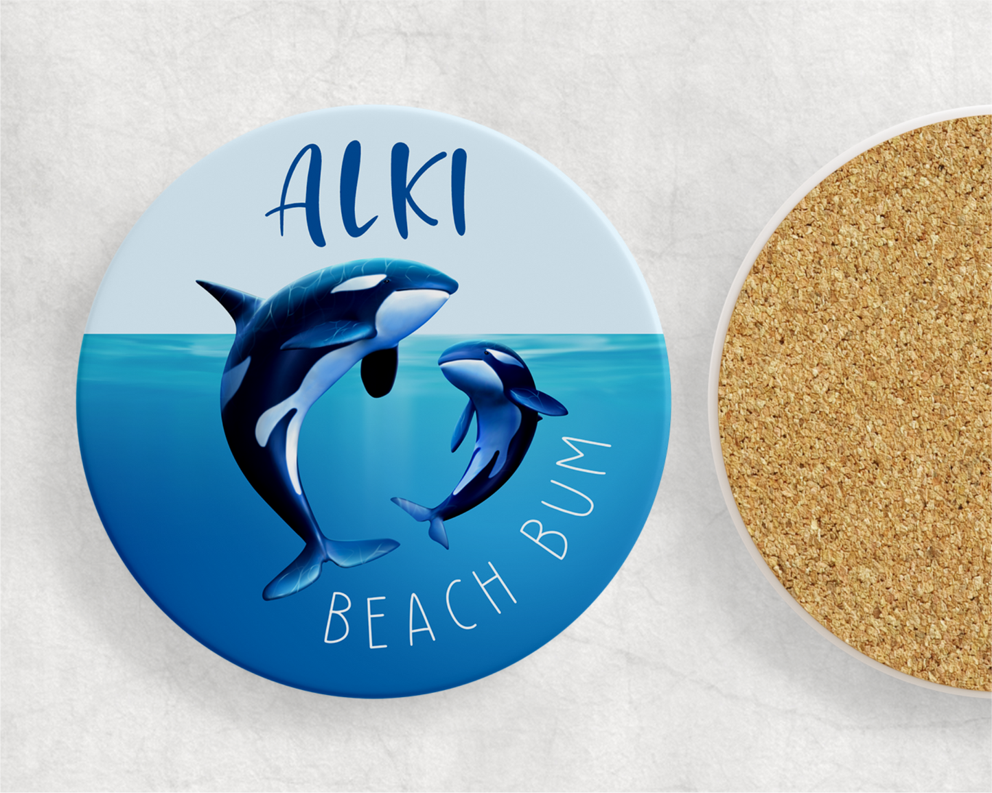 West Seattle + Alki Beach Coasters ~ Oversized Sandstone with Cork Backing