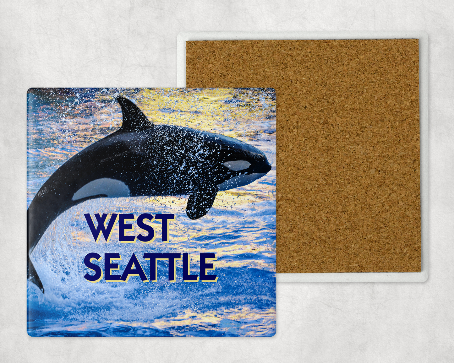 West Seattle + Alki Beach Coasters ~ Oversized Sandstone with Cork