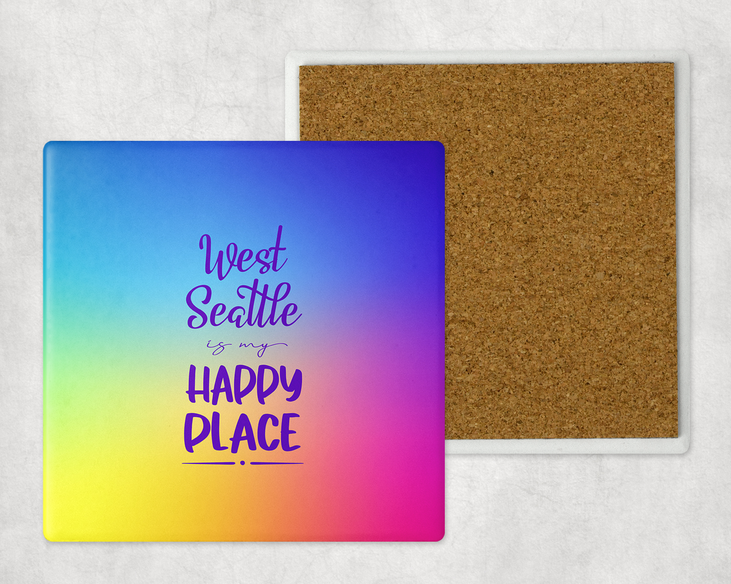 West Seattle + Alki Beach Coasters ~ Oversized Sandstone with Cork